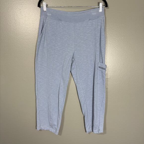 Onque Casual Women's Blue Jersey Knit Cozycore Cropped Sweatpants - Size Medium - Picture 1 of 6
